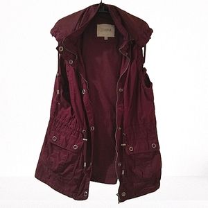 Snobbish Collection Maroon Military Style Utility Hooded Vest Size XL